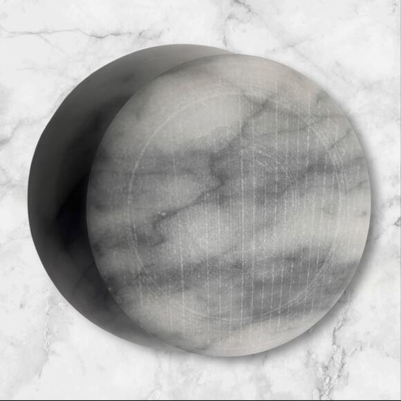 Marble Mushroom Mortar and Pestle in Gray and White Marble 4” Round 4” T - Picture 4 of 5